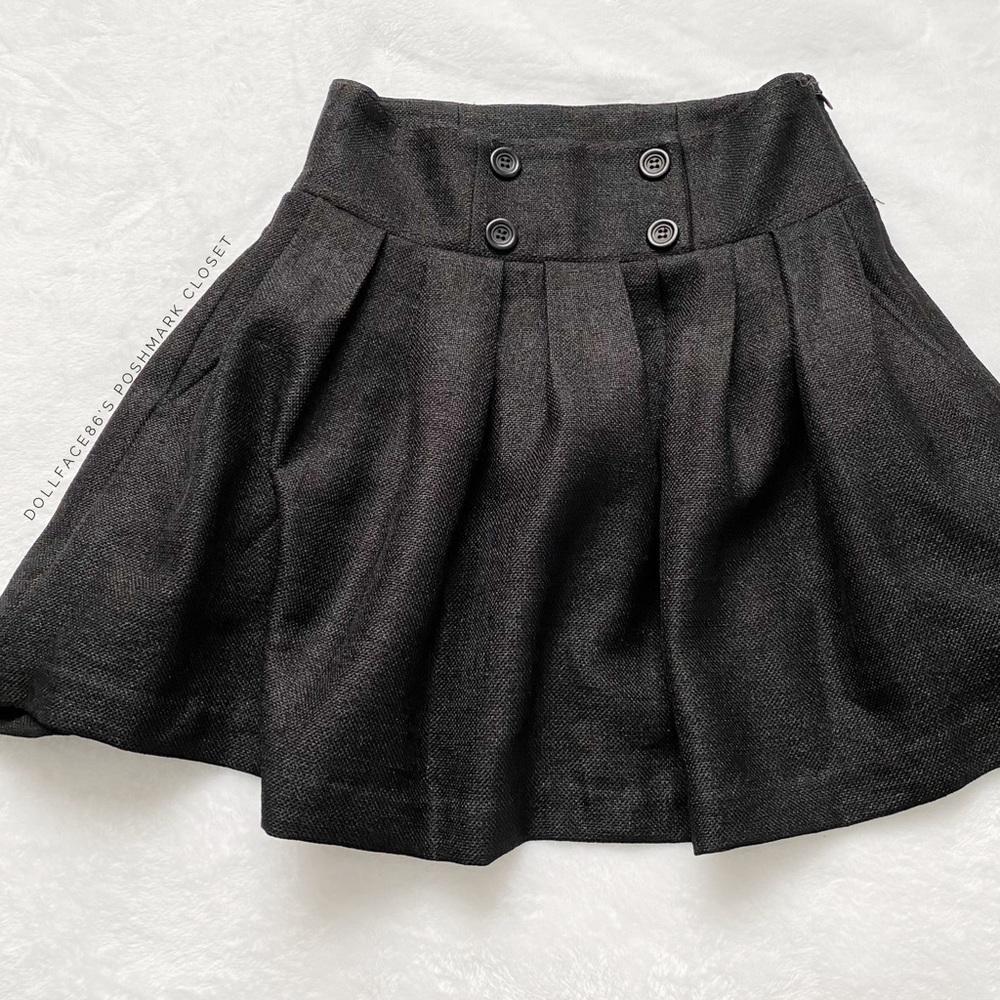 BCBG Pleated Charcoal Mini Skirt